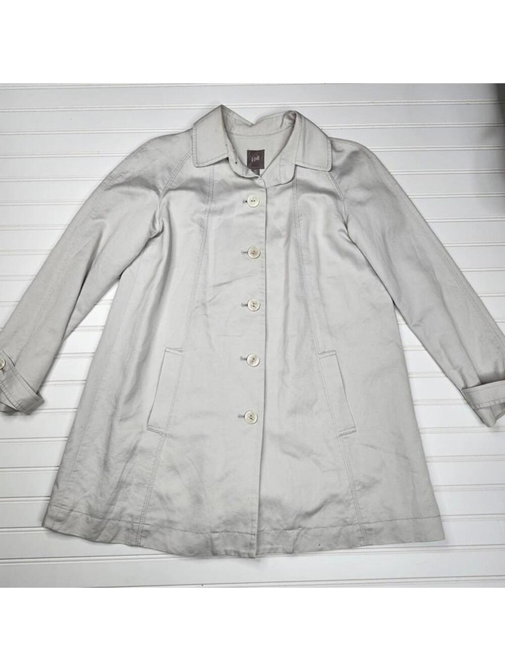 J. Jill Linen Blend A-Line Coat XS Light Gray Swing Jacket